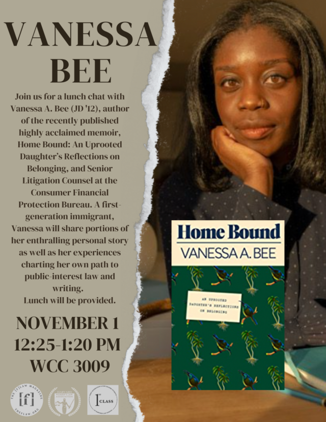 Flyer with details about Vanessa Bee's Visit - summarized in post