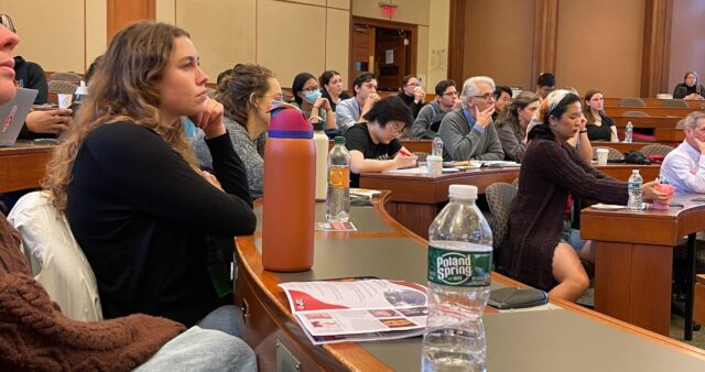 Audience listening to conversation 